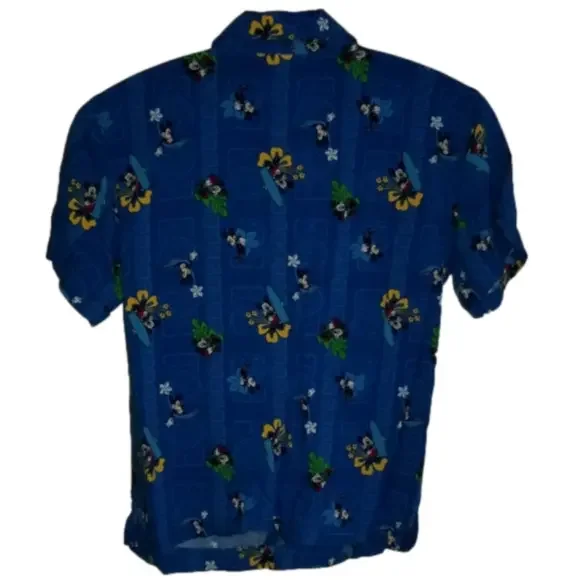 Disney Mickey Mouse Hawaiian Short Sleeve Button Up Shirt Kids Size 10/12 - Picture 5 of 12